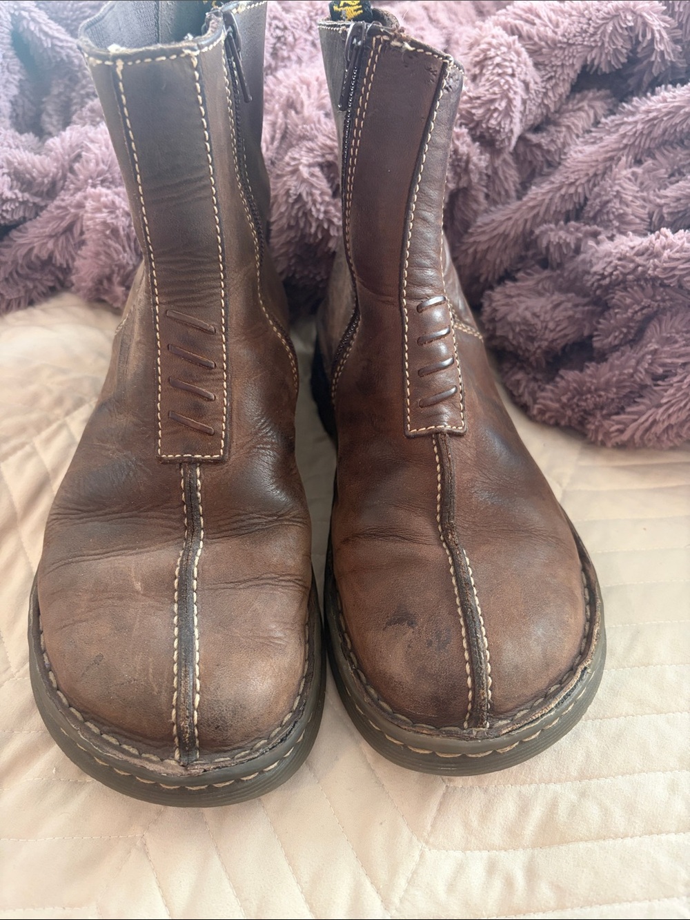 Vintage dr martens 2b19 chunky Brown leather side zip boots men’s 7 women’s 8